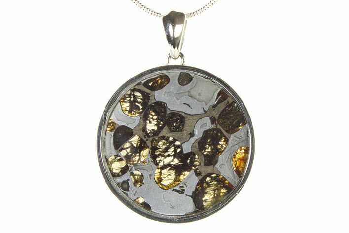 Sericho Pallasite Round Meteorite Pendant - Kenya #336124